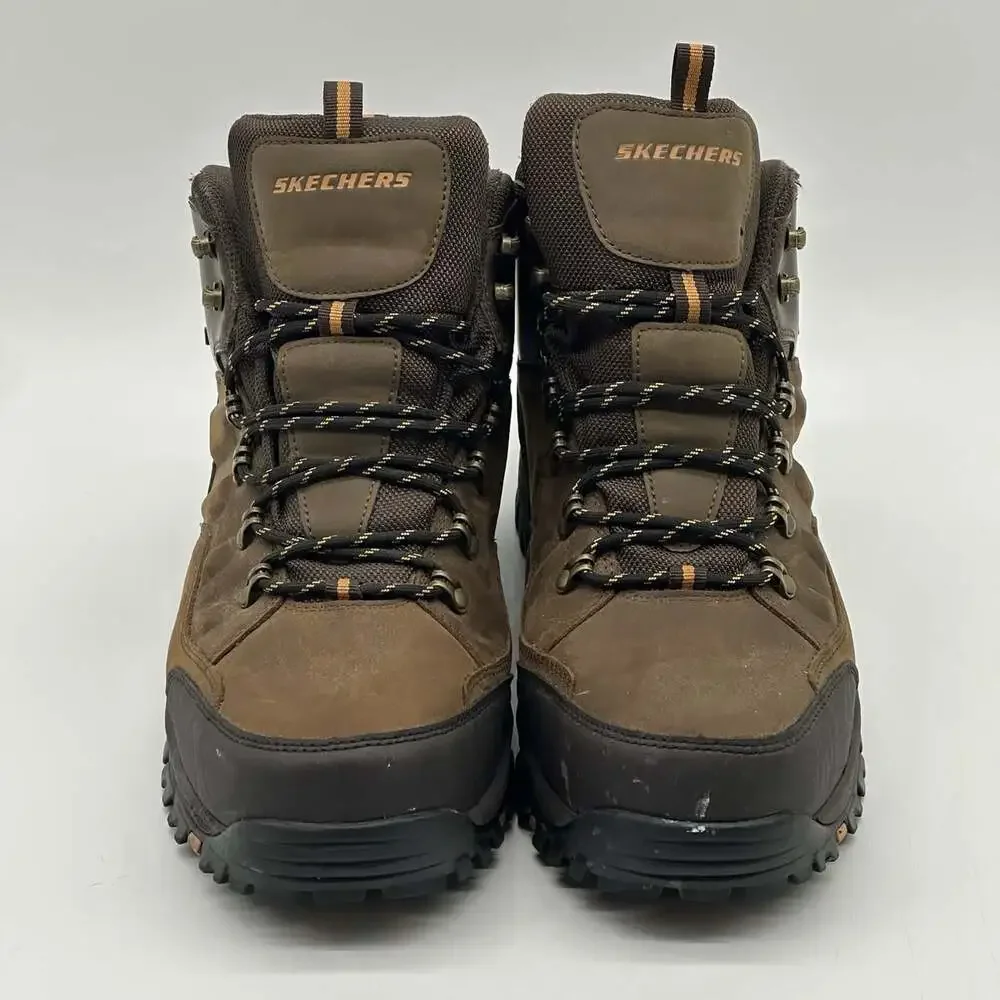 Skechers Traven Crazy Horse Brown Leather Waterproof Hiking Shoes Men's Size 12